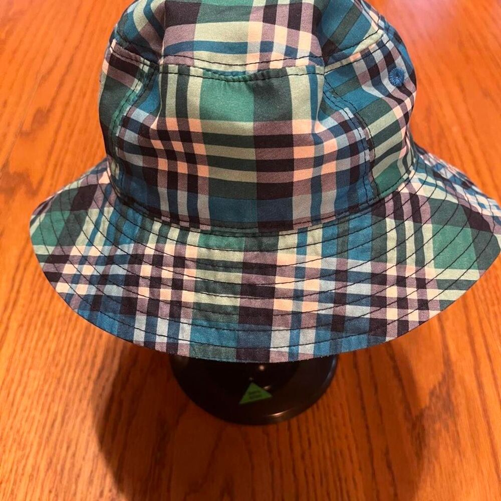 Kids Blue/Green Plaid Bucket Hat Reversible